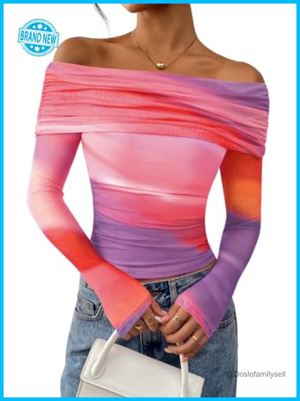 PRETTYGARDEN Off Shoulder Floral Mesh Top Long Sleeve Ruched T-Shirt
